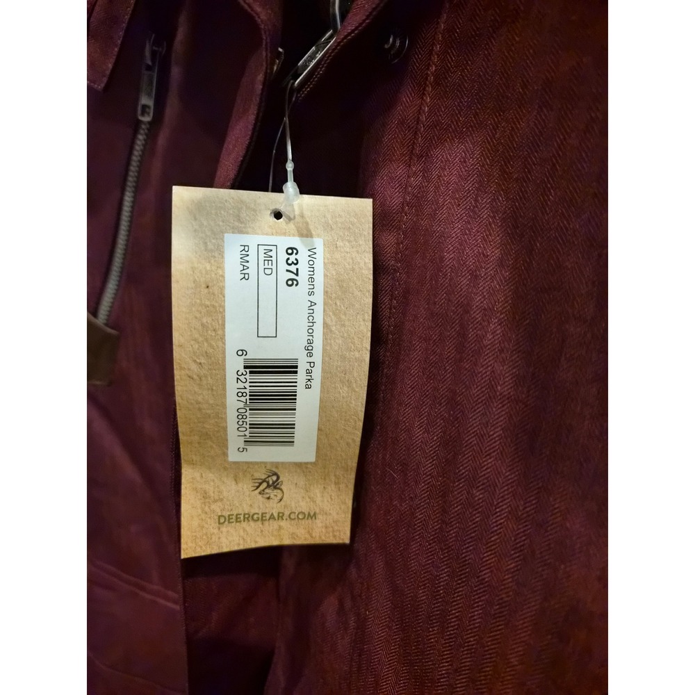 Legendary Whitetails Womens Anchorage Parka Maroon Herringbone Faux Fur Hood MD - Picture 3 of 10
